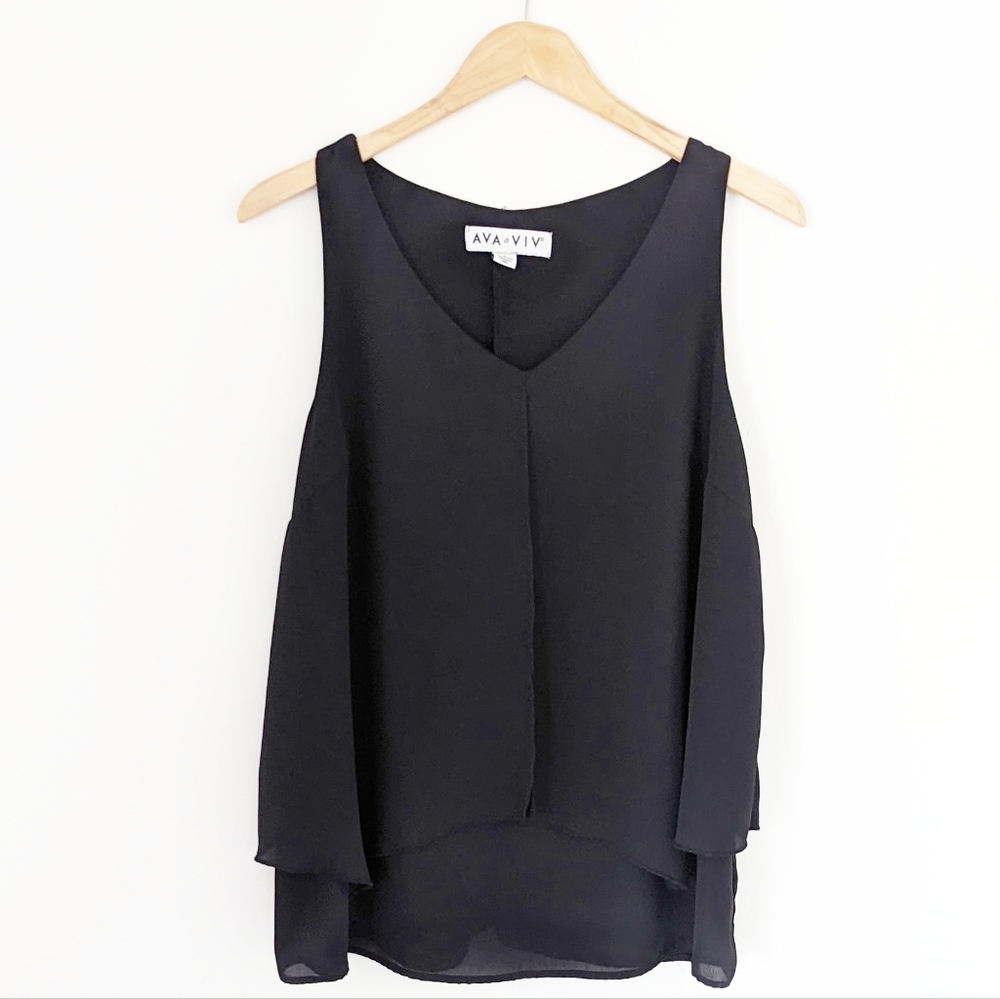Ava and Viv. Size 0X. Sleeveless black blouse